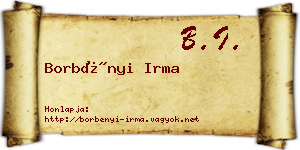 Borbényi Irma névjegykártya
