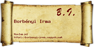 Borbényi Irma névjegykártya
