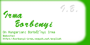 irma borbenyi business card